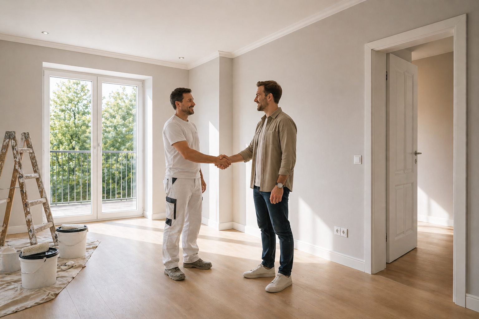 Renovierter heller Raum nach Abschluss der Arbeiten